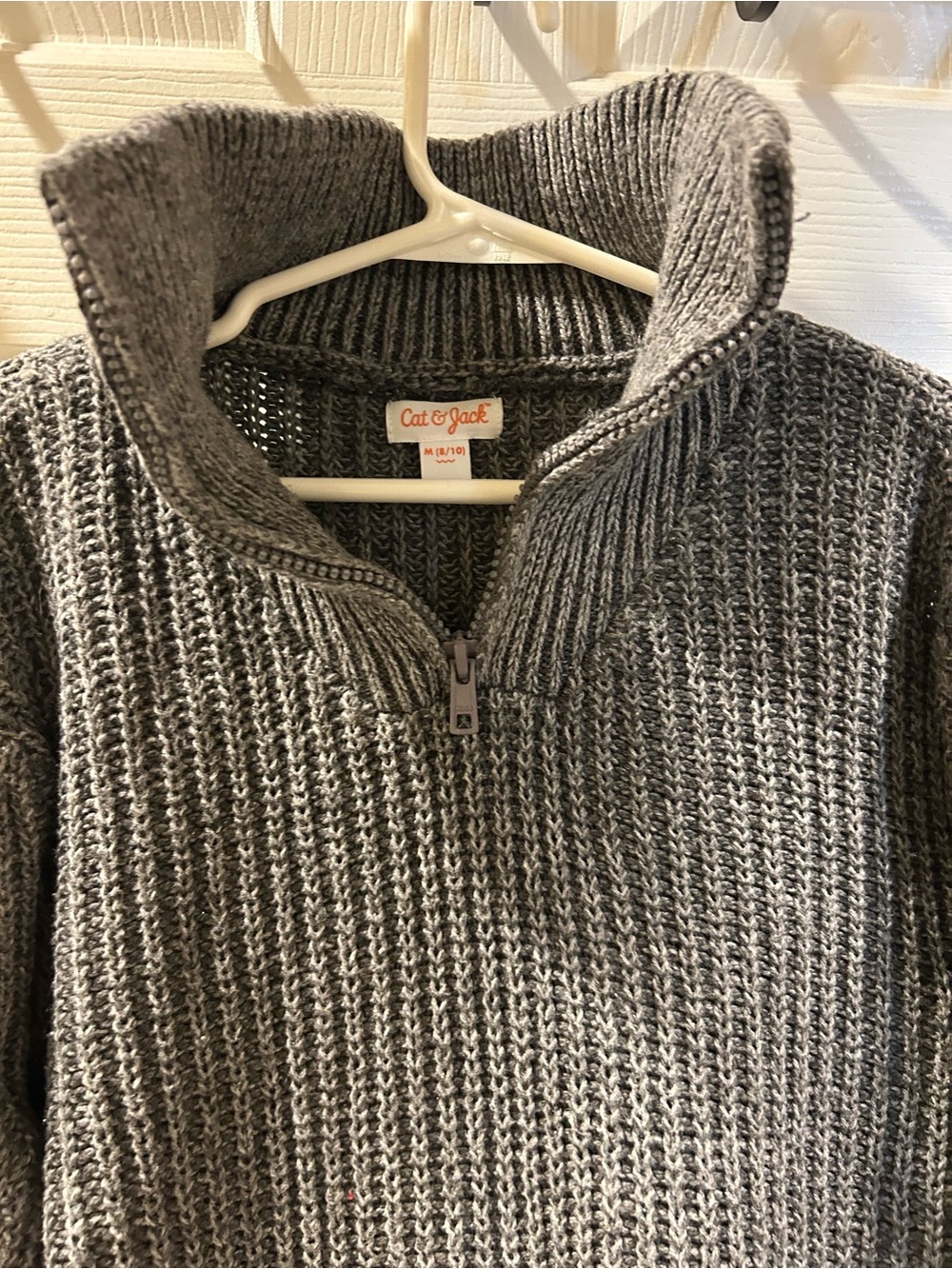 Cat & Jack Boys Ribbed Quarter-Zip Mock Neck Sweater Gray Size M (8/10) unisex